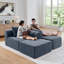 Canapé modulaire 114 po avec méridienne en forme de L, canapé modulaire avec repose-pieds mobile 114 po, canapé-lit pour salon, sans assemblage requis, gris-1411830644