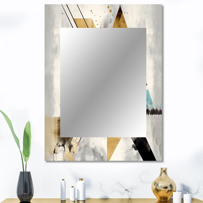 Green Triangle Boho III - miroir décoratif géométrique, miroir mural moderne, impression d'art en métal