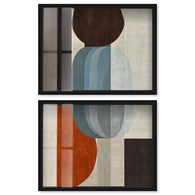 Ensemble de décoration murale de bureau Midcentury Echo II Shadowbox Print par Art Remedy, cadre noir, 48 x 36, Black Frame