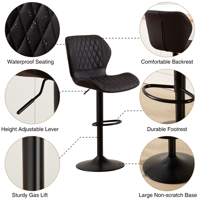 Tyrel Swivel Adjustable Height Bar Stool, khaki