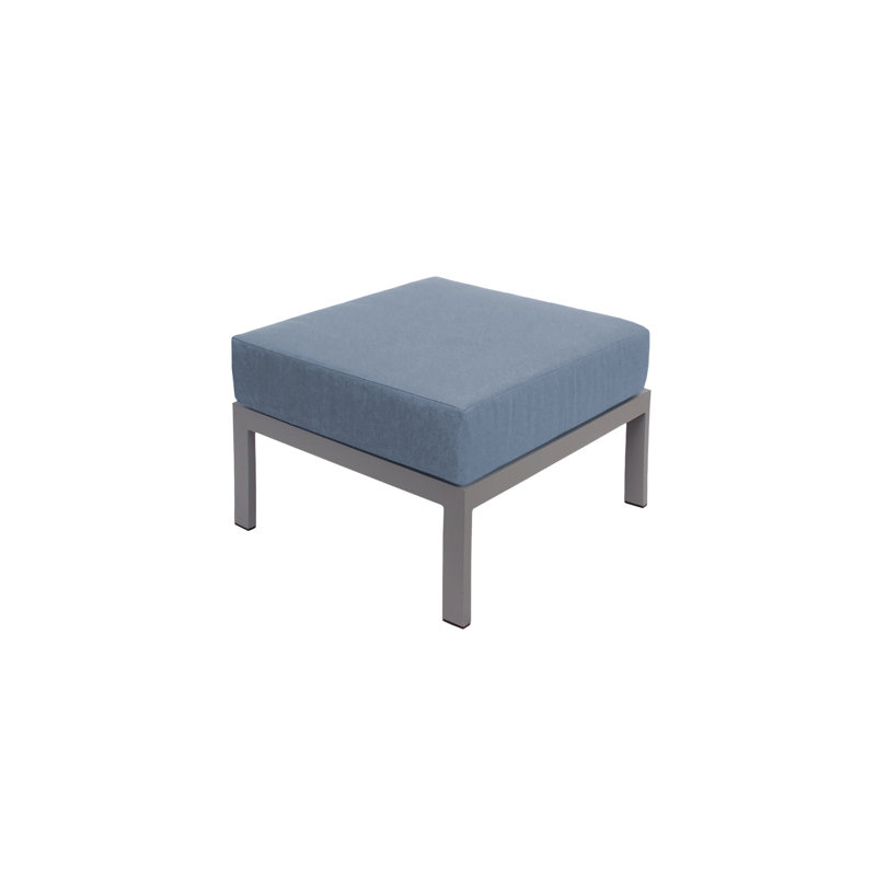 Repose-pieds d'extérieur en métal avec coussin Sunbrella Belmar, Bleu