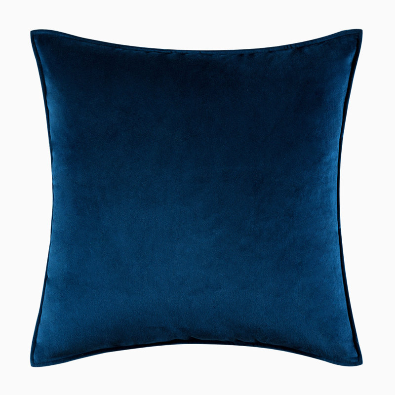Square Velvet Pillow Cover & Insert, Dark Blue, 18"H x 18"W