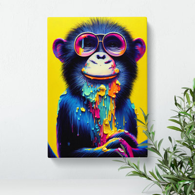Paint Drip Monkey No.3 - Wrapped Canvas