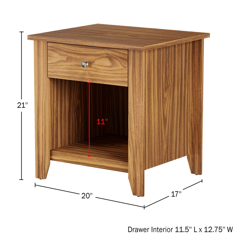 Table de bout avec tiroir Ivagene - Table d'appoint avec tablette de rangement - Table de chevet en bois de style traditionnel pour chambre à coucher ou salon