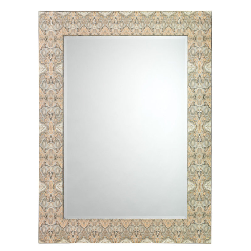 Rorschach Engineered Wood Flat Wall Mirror, Cream/Gray