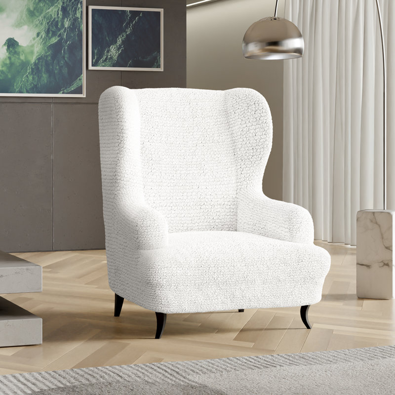 Housse extensible pour fauteuil à oreilles - Facile à nettoyer et durable - Collection Comfort, Blanc éclatant