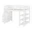 Lit mezzanine avec tablettes, escalier de rangement, petite armoire et lumière DEL-106765766