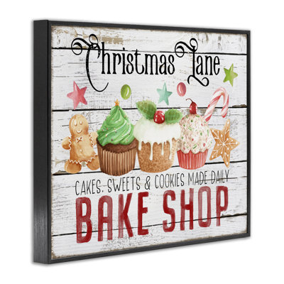 Art de giclée encadrée Christmas Lane Bake Shop par Creatif Belle