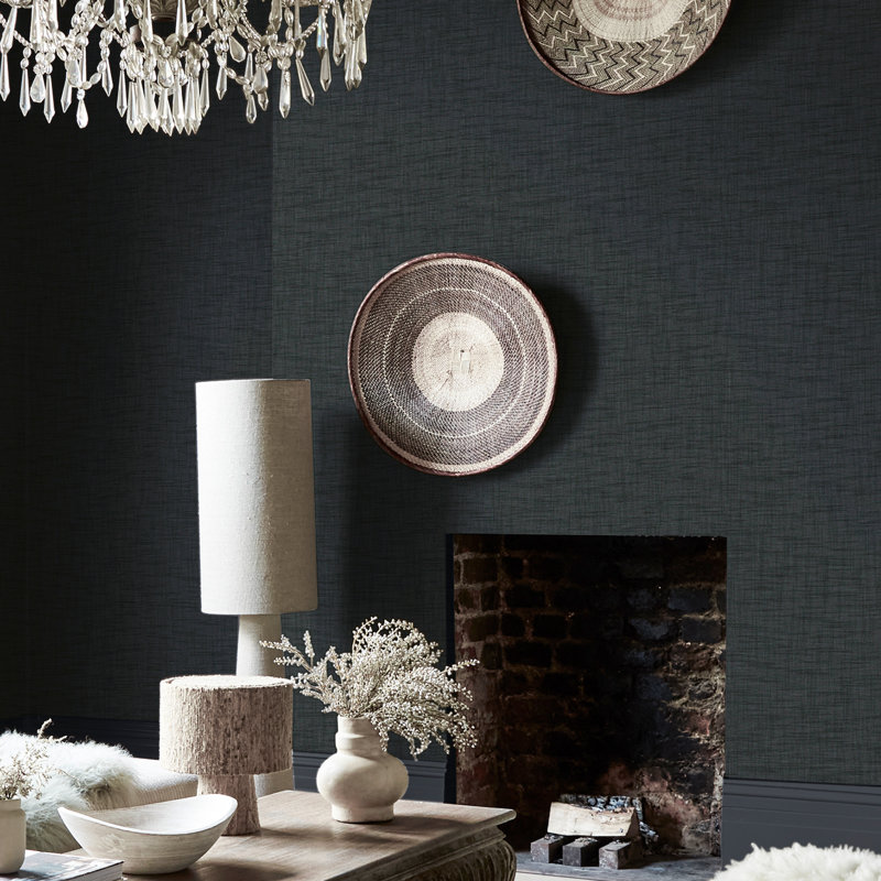 Weathered Linen Stone Wallpaper, Dark Green