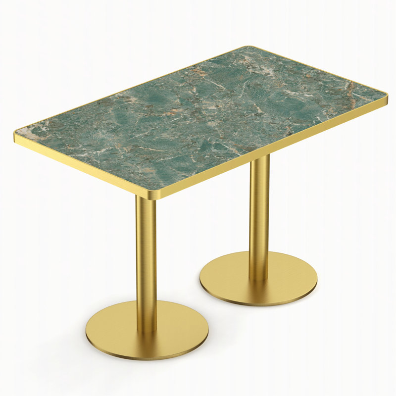 Table de salle à manger rectangulaire, Vert, Doré