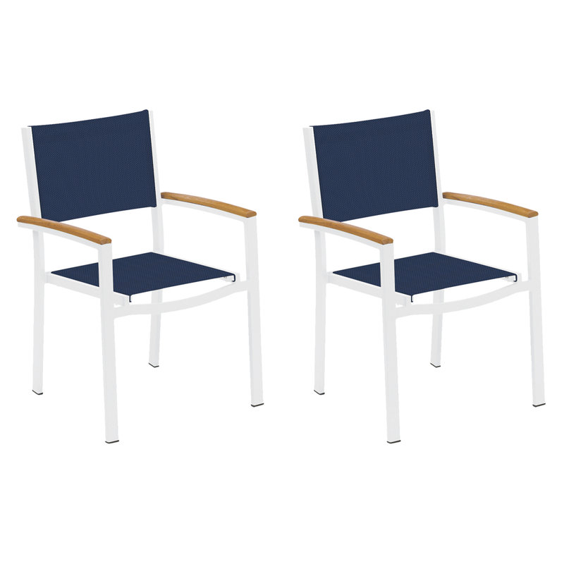 Travira Stacking Patio Dining Chair, Chalk, Ink Pen, Tekwood Natural