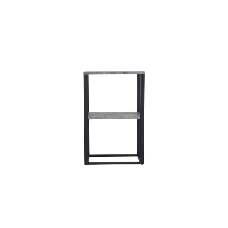 Karien 30cm W Steel Bedside Table, Concrete, Black