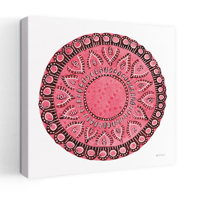 Art abstrait mandala rose, H 36 po x l 36 po