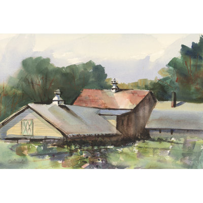 Shaker Barns by Stephen Calcasola - Wrapped Canvas Print