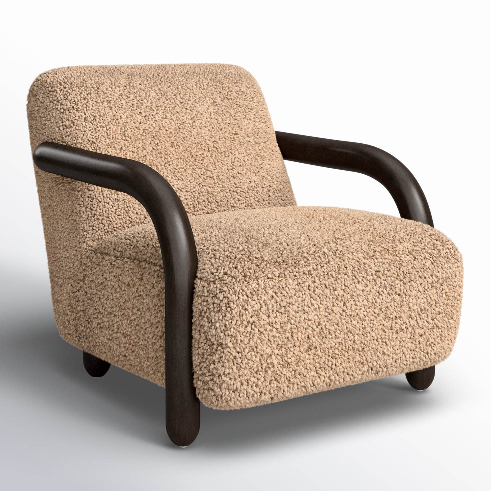 Risco Shearling Accent Chair, Andes Toast Polyester, Burnt Birch, Burnt Birch