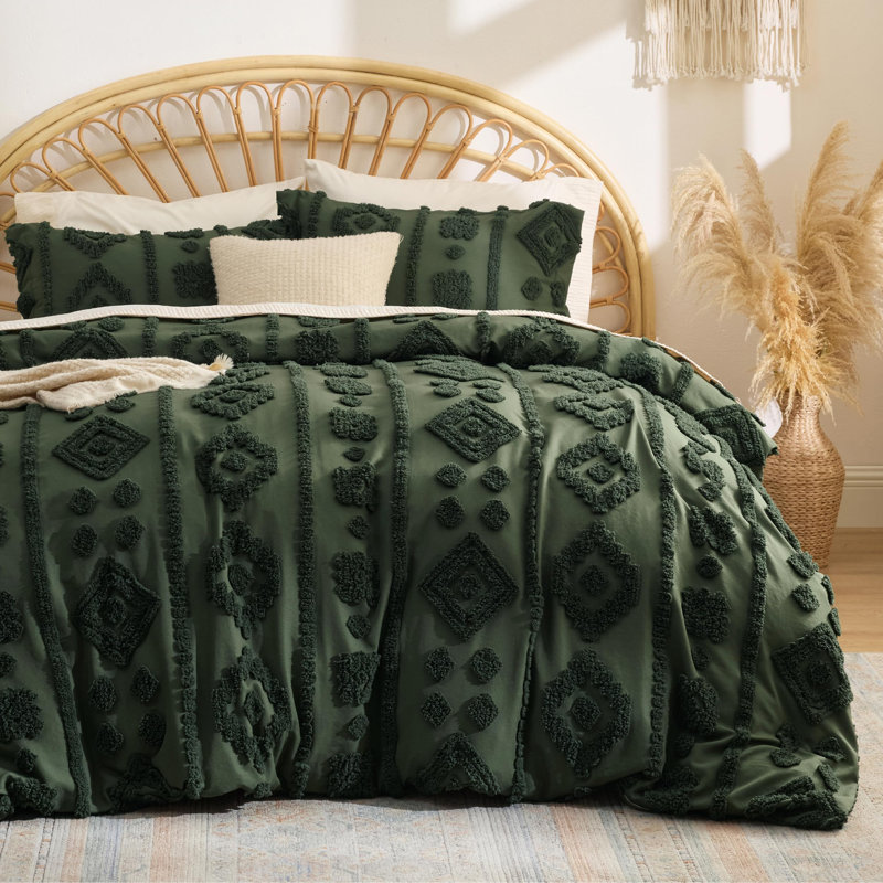 Bedsure Comforter Set-Bow Tufted, Bronze Green, King Comforter + 2 King Shams