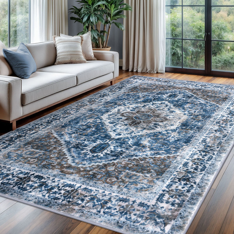 Tapis d'intérieur antidérapant Jodhveer , Rectangle 6 pi x 9 pi
