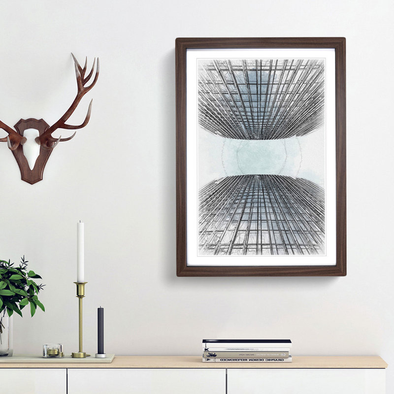 Sketching the Architecture Vol.48 - Picture Frame Drawing Print, Walnut Framed, 65cm H x 48cm W x 2cm D