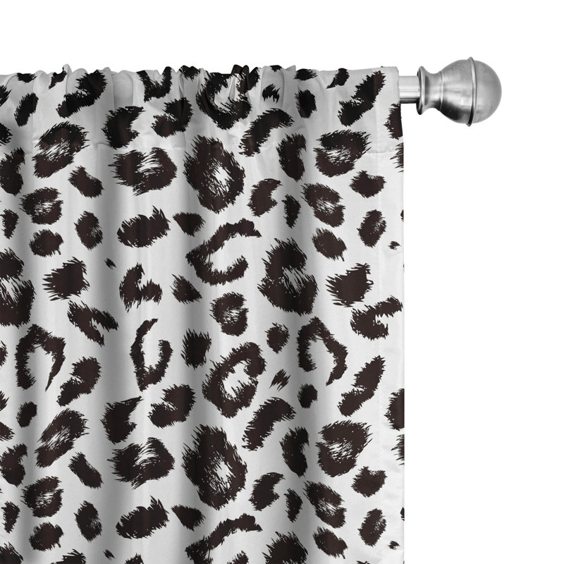  Animal Print Semi-Sheer Rod Pocket Curtain Panels, 28" x 84"