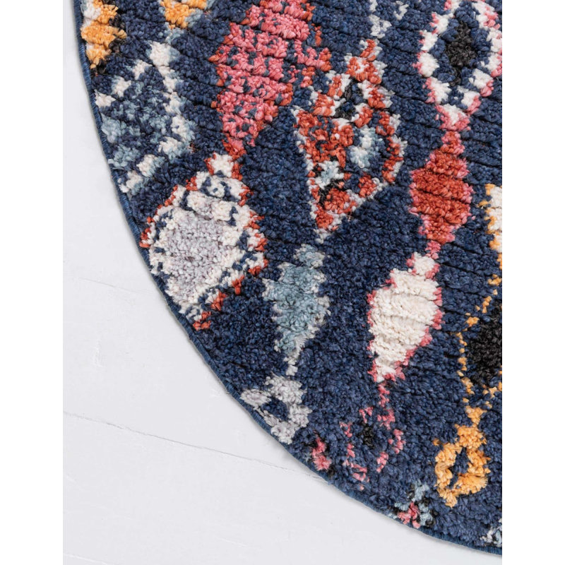 Victorville Abstract Indoor Rug, Round 4'