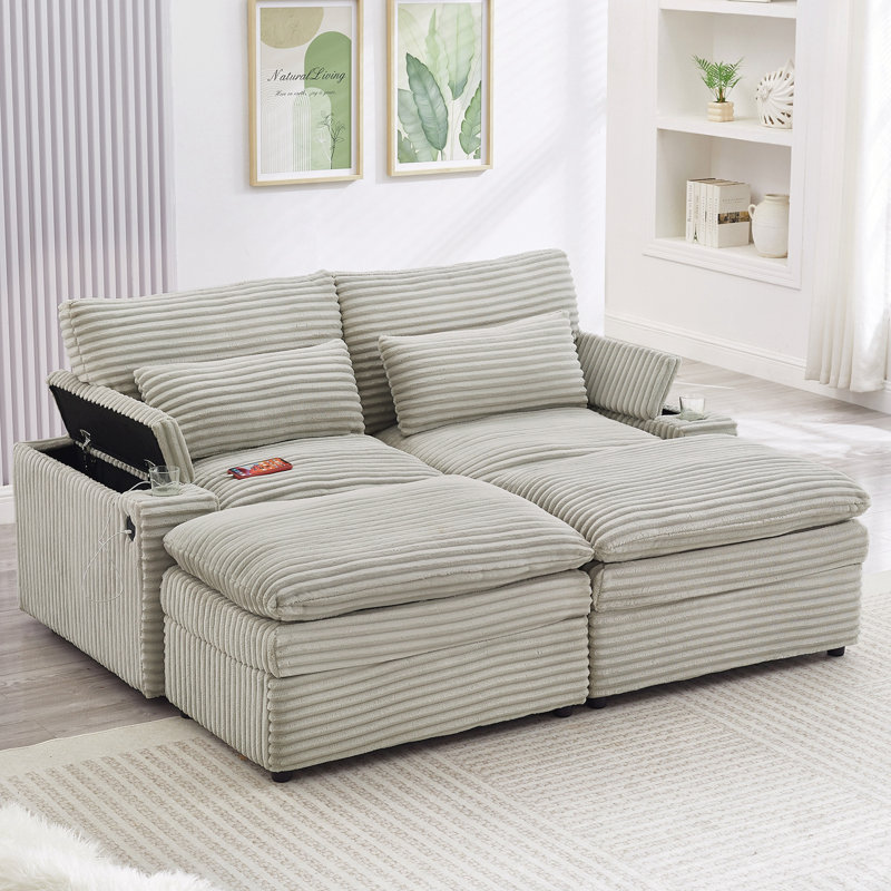 Canapé-lit convertible avec espace de rangement, Grey