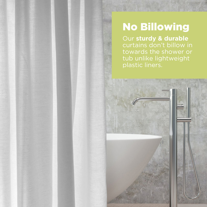 Rideau de douche en coton biologique de qualité supérieure pour décor de salle de bain - Rideau non toxique pour douche de baignoire et de cabine