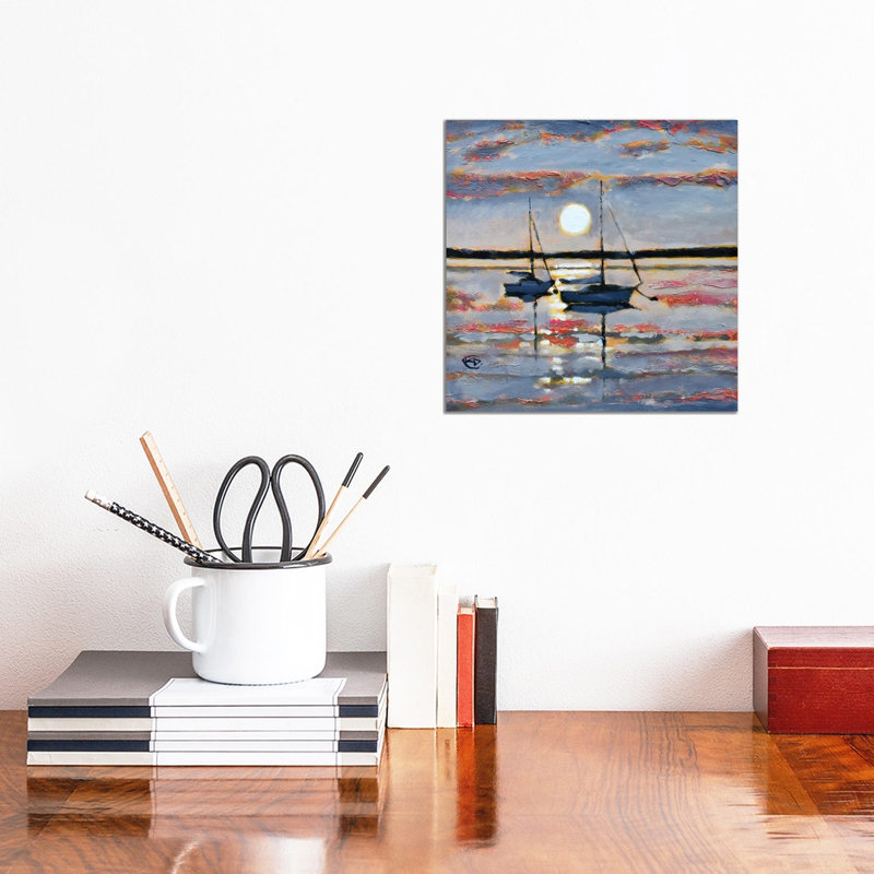 Full Moon Sailboats by Kip Decker - Wrapped Canvas Gallery-Wrapped Canvas Giclée, 30.48cm H x 30.48cm W x 1.90cm D