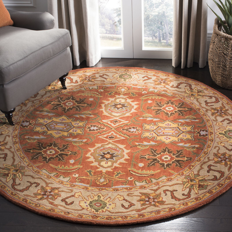 Tapis oriental rouille / beige en laine touffeté à la main Cranmore, Rond 6 pi