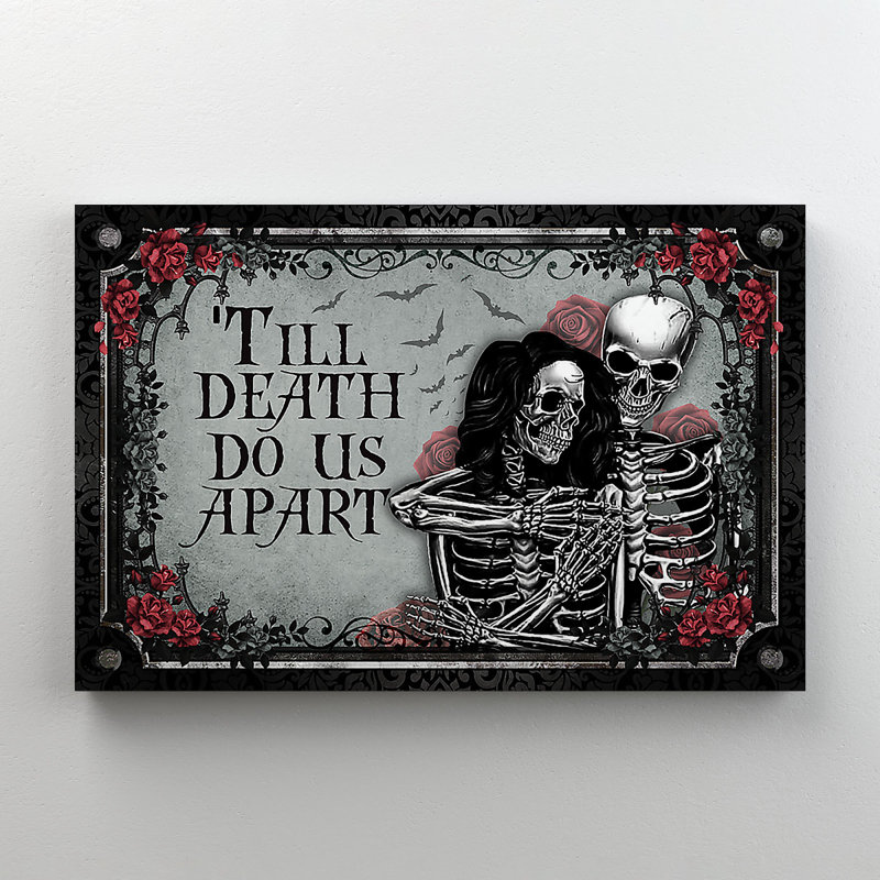 Couple of Skeleton Be Together - Till Mort Do Us Part - 1 pièce, reproduction d'art graphique sur toile tendue