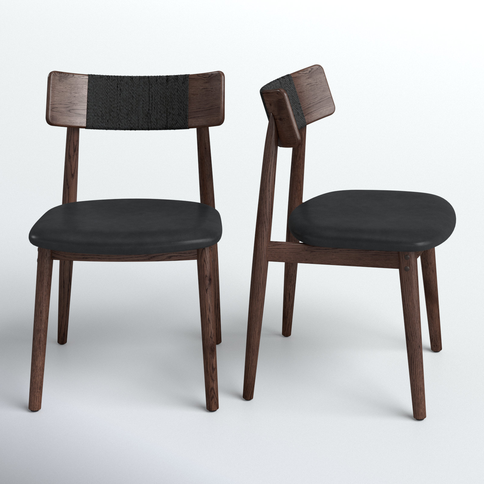 Sakina Leather Dining Chair, Black, Brown