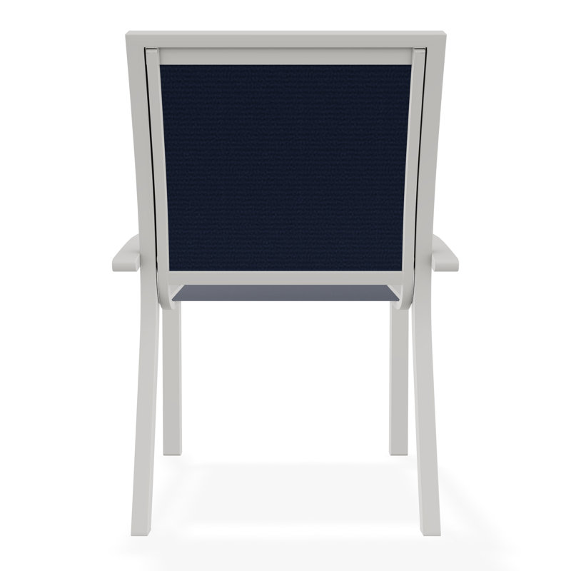 Kendall Outdoor Dining Chair, Snow, Navy 13D Sunbrella®