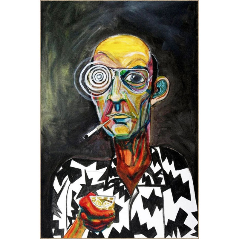 Multicolored Surrealist Themed Abstract Portrait Patterned Modern Decorative Carpet, Runner 2'6" x 6'7"