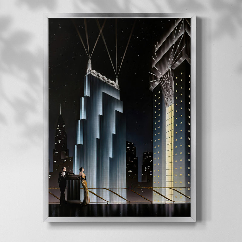 Metropolis, reproduction encadrée, Pas de tapis, Toile avec cadre argenté