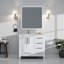 Meuble-lavabo l 36 po x P 22 po, comptoir blanc décalé à gauche et miroirs 34 po-1753502920