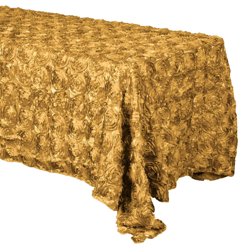 Silvie Floral Polyester Tablecloth, Light Gold, 60" x 48"