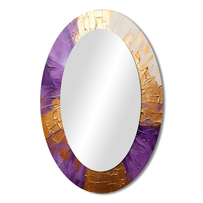 Décoration murale dorée et mauve à motif lunaire ovale, 36 po x 24 po