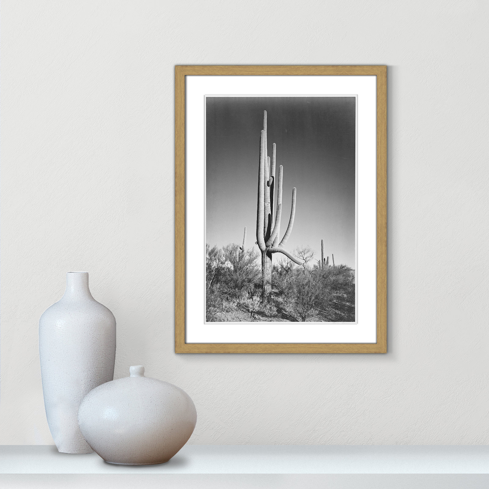 Saguaro National Monument Print by Ansel Adams, 23" H x 17" W x 0.75" D, Natural