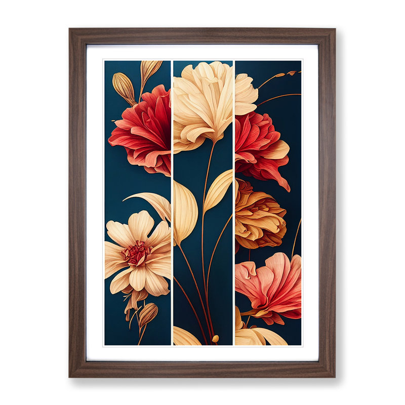 Flowers No.6 - Single Picture Frame Print, 34cm H x 25cm W x 2cm D, Walnut Framed