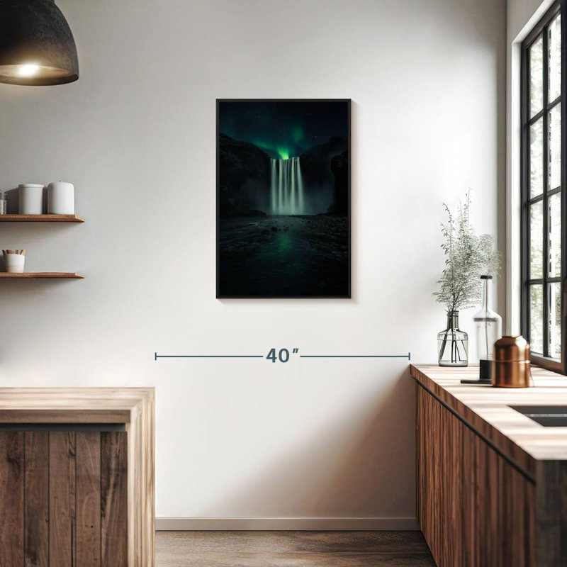 Nuit verte, Cadre flottant noir, 21 po x 31 po