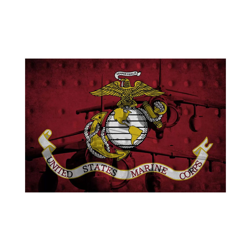U.S. Marine Corps Riveted Metal Flag (Harrier Jump Jets Background) by ICanvas - Wrapped Canvas Gallery-Wrapped Canvas Giclée