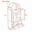 Grande armoire de rangement arquée avec portes et tiroirs en verre, bibliothèque autoportante avec charnières à fermeture en douceur-1579354106