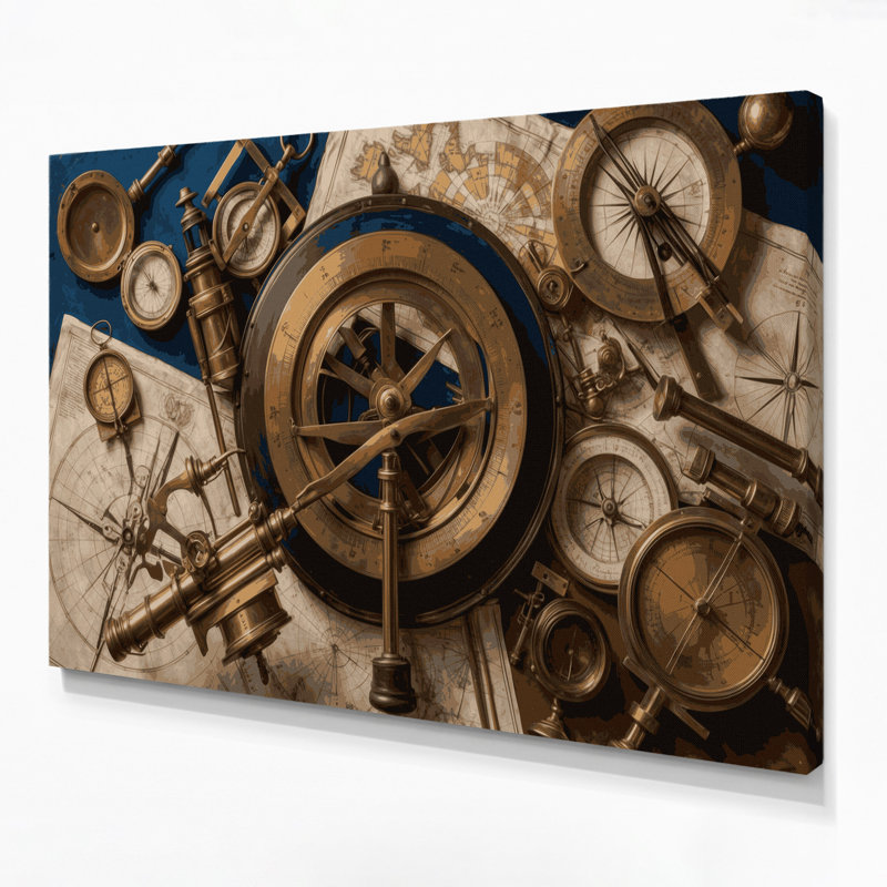 Art nautique sur toile, équipement nautique brun, H 12 po x l 18 po