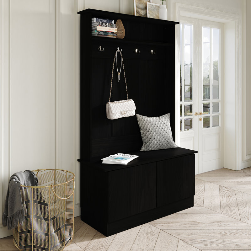 Logenita Hall Tree 39.96'' Wide with Bench, Black