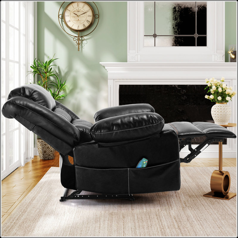 Fauteuil inclinable de massage en cuir respirant, Similicuir noir