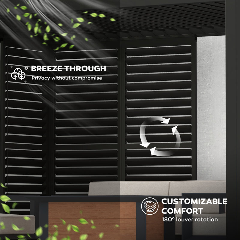 111 Adjustable Aluminum Shutter Wall (Pergola accessory), Black, 94"H x 36"W x 0.249"D