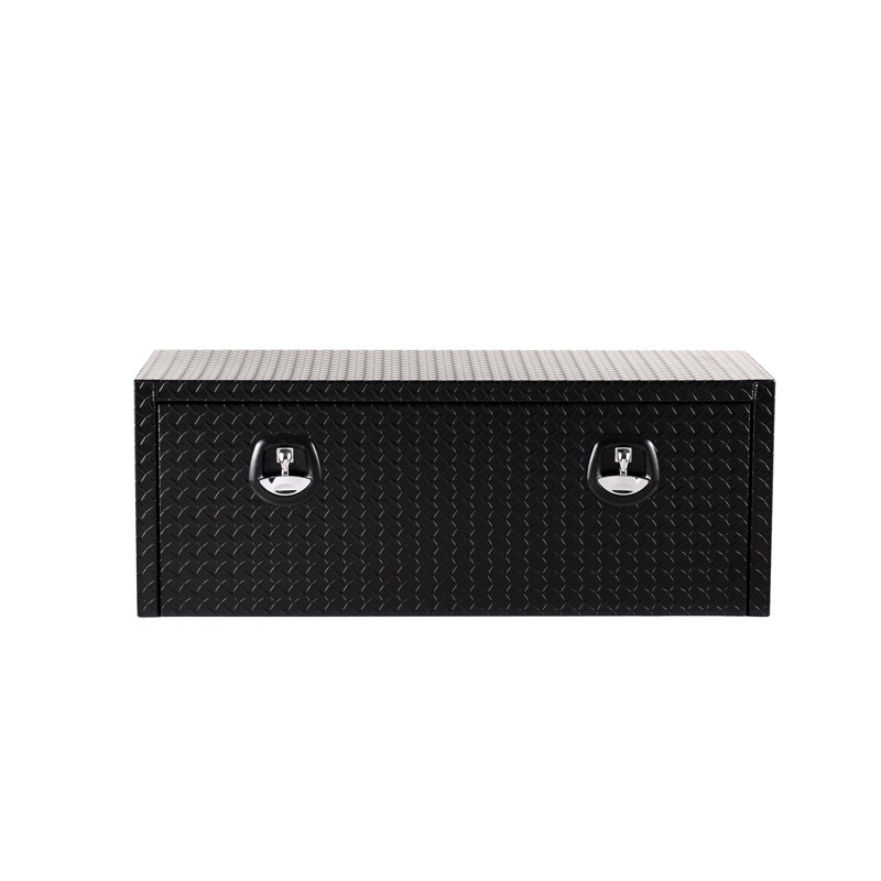 Boîte à outils sous le lit de 48 po en aluminium, coffre de rangement robuste avec serrure, conception légère et résistante aux intempéries, dimensions de 48 po x 18 po x 18 po pour le rangement organisé des outils, forme aérodynamique en pouces, aluminium robuste,