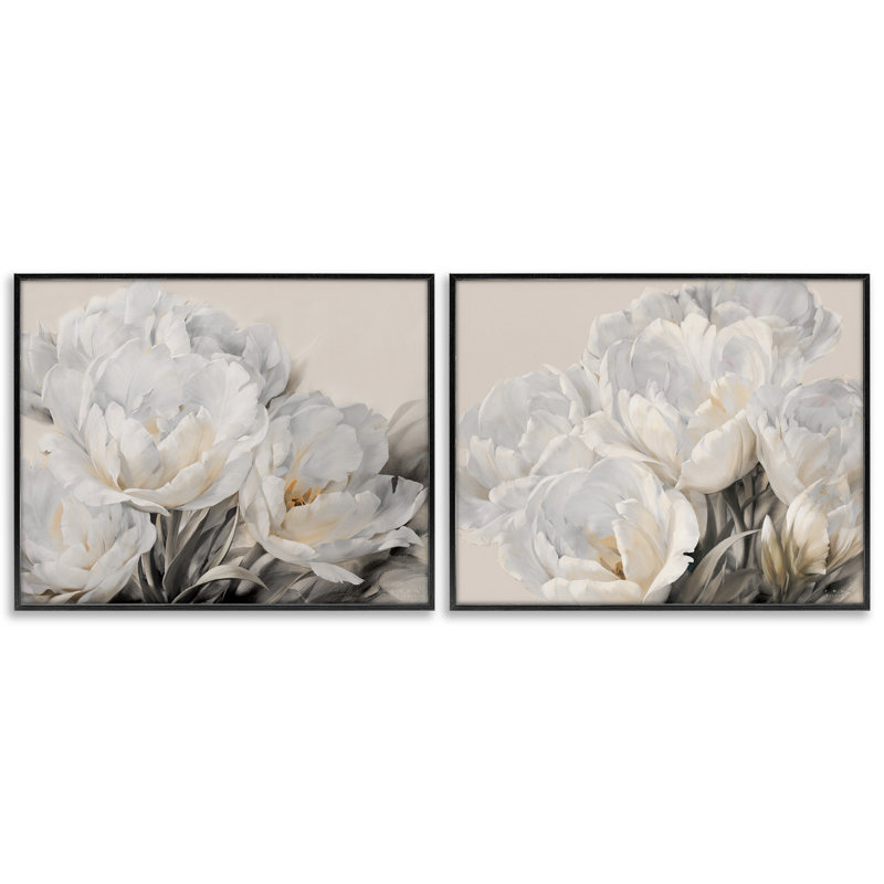 «Soft Soft Budding Roses», ensemble de 2 giclées encadrées, design par Iorg Levashov, H 11 po x l 28 po