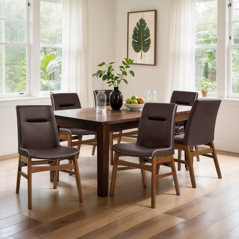 Chaises de salle à manger en cuir PU, chaises de salle à manger en cuir modernes avec structure en bois massif, résistantes à l'eau et faciles à nettoyer