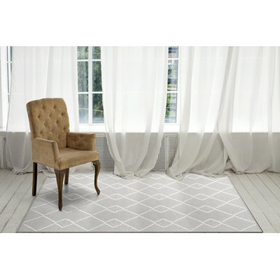 Tapis ivoire / gris clair en laine tissé à la main Montesano