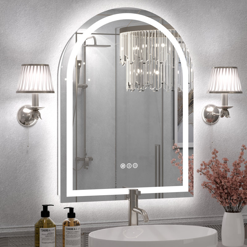  Molly Arched LED Front Light and Backlit Anti-Fog Wall Bathroom/ Vanity Mirror, 32" x 22"